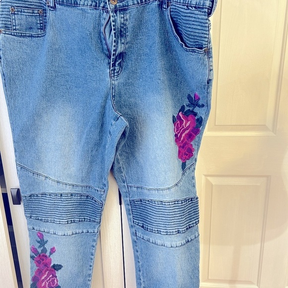 DG2 Rose Embroidered Jean Sz 22 WP - Picture 1 of 11